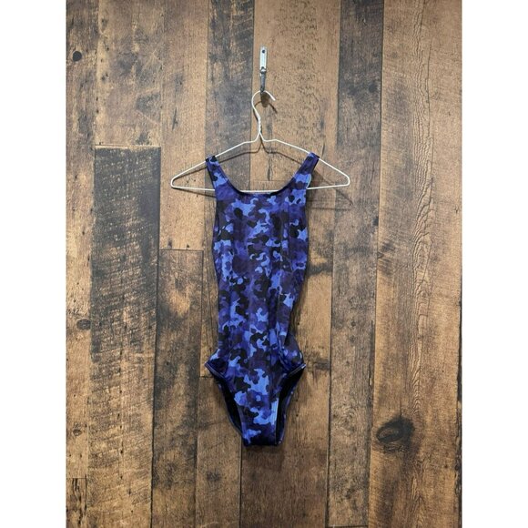 Athleta Free Style Camo One Piece Swim Suit Blue Size 26 EUC - Picture 2 of 5